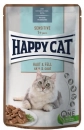 Фото - вологий корм (консерви) Happy Cat (Хепі Кет) MEAT IN SAUCE SENSITIVE SKIN & COAT вологий корм для котів з чутливою шкірою та шерстю