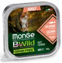Фото - вологий корм (консерви) Monge Cat Bwild Grain Free Adult Salmon & Vegetables вологий корм для котів ЛОСОСЬ та ОВОЧІ, паштет