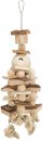 Фото - іграшки Trixie Дерев'яна іграшка для птахів зі шкірою та мотузкою (58986)