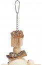 Фото - іграшки Trixie Дерев'яна іграшка для птахів зі шкірою та мотузкою (58986)