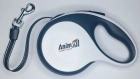 Фото - рулетки AnimAll Повідець-рулетка з LED-ліхтариком, біло-чорний