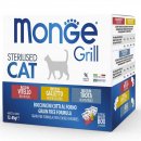 Фото - вологий корм (консерви) Monge Cat Grill Adult MIX Multi Box вологий корм для стерилізованих котів ПІВЕНЬ, ТЕЛЯТИНА, ФОРЕЛЬ, пауч мультипак