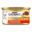 Фото - влажный корм (консервы) Gourmet Gold (Гурме Голд) кусочки в соусе Де-Люкс с говядиной