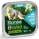 Фото - вологий корм (консерви) Monge Cat Bwild Grain Free Adult Codfish & Vegetables вологий корм для котів ТРІСКА та ОВОЧІ, паштет