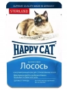 Фото - вологий корм (консерви) Happy Cat (Хепі Кет) STERILISED вологий корм для стерилізованих котів шматочки в желе ЛОСОСЬ