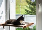 Фото - спальні місця, лежаки PetJoy Гамак на вікно для кота, коричневий / бежевий