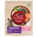 Фото - сухой корм Purina One (Пурина Ван) Mini/Small Sensitive корм для собак с чувствительным пищеварением ЛОСОСЬ И РИС