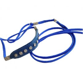 Collar - Нейлоновая ринговка для собак с кожаной вставкой со стразами (4325)