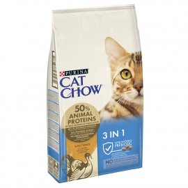 Cat Chow (Кет Чау) 3 in 1 Корм для кошек с формулой тройного действия С ИНДЕЙКОЙ