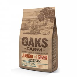 Oak's Farm Salmon with Krill Junior All Breed беззерновой корм для молодых собак всех пород до года ЛОСОСЬ и КРИЛЬ