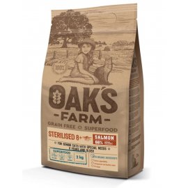 Oak's Farm Salmon Sterilised 8+ беззерновой корм для стерилизованных, пожилых кошек ЛОСОСЬ
