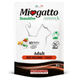 Morando MioGatto (Морандо Міогатто) Sensitive Monoprotein монопротеїнові беззернові консерви для котів З ІНДИЧКОЮ