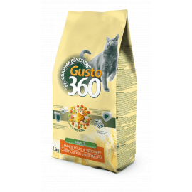 Gusto 360 (Густо 360) Adult Cat Beef, Chicken & Vegetables сухий корм для дорослих кішок ЯЛОВИЧИНА, КУРКА та ОВОЧІ
