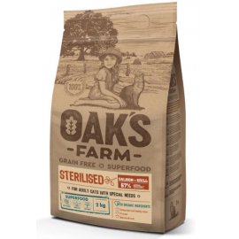 Oak's Farm Salmon with Krill Sterilised Adult беззерновой корм для стерилизованных кошек ЛОСОСЬ и КРИЛЬ