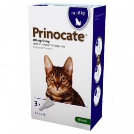 Krka Prinocate (Принокат) Спот-он капли от блох, чесоточных клещей, профилактика дирофиляриоза для кошек