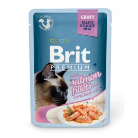 Brit Premium SALMON FILLETS GRAVY (ФИЛЕ ЛОСОСЯ кусочки В СОУСЕ) консервы для стерилизованных кошек