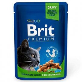 Brit Premium Cat Chicken Slices for Sterilised - Влажный корм для кастрированных котов и стерилизованных кошек (курица)