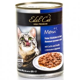 Edel Cat Консерви для кішок - шматочки в соусі, ЛОСІСЬ і ФОРЕЛЬ
