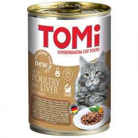 TOMi poultry+liver консерви для котів - шматочки в соусі ПТАХ і ПЕЧІНЬ